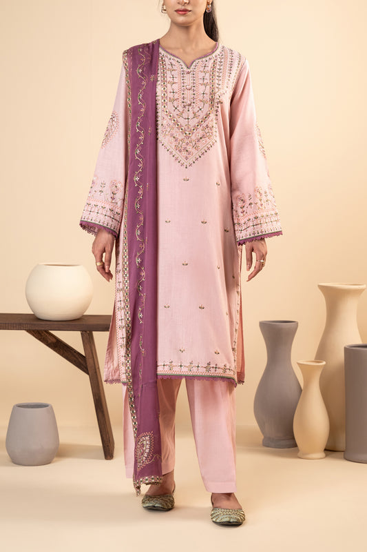 Coral dew – 3-Piece Embroidered Suit