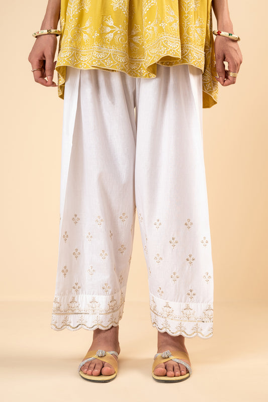 White Shalwar-1PC Embroidered