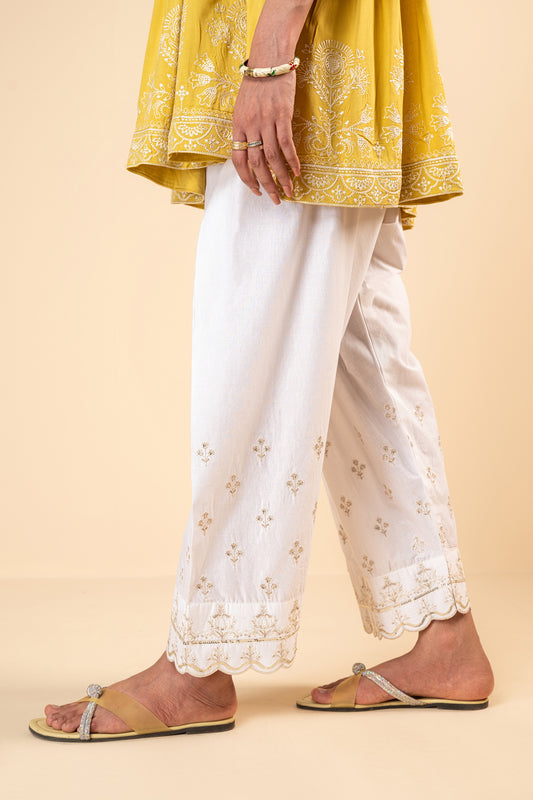 White Shalwar-1PC Embroidered